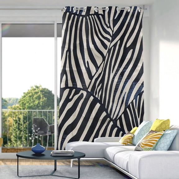 Zebra Pattern Blackout Curtains 84"x52" Thermal Insulated Curtain 1 Panel