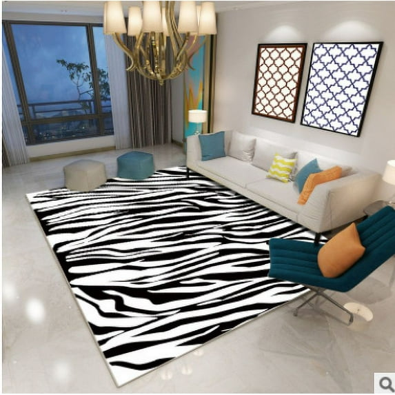 Zebra Pattern Carpet Anti-Slip Breathable Soft Floor Rug Indoor Pad 1.64/5.25/6.56*2.62ft
