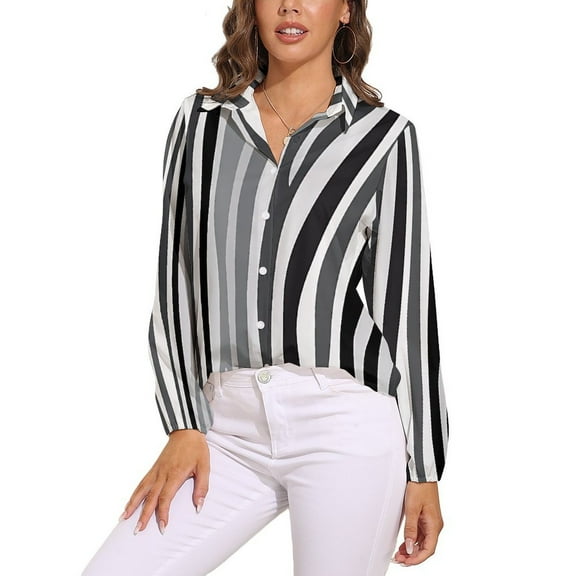 Zebra Pattern Created Grey Black Colour Long Sleeve Blouse Woman Streetwear Casual Shirts Summer Oversize Woman Streetwear Clothing Birthday Present