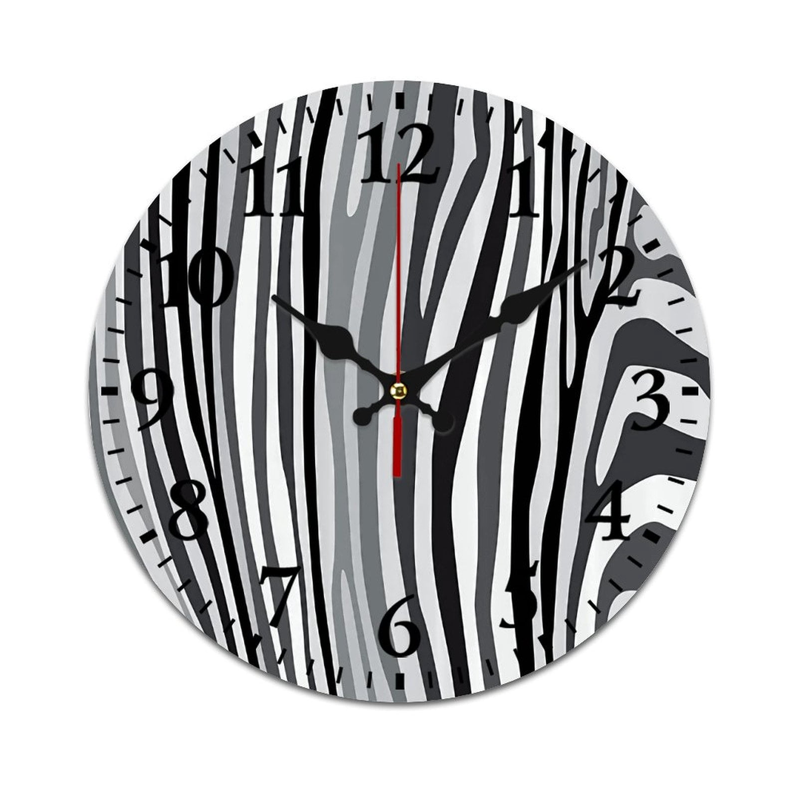 Zebra Pattern Created Grey Black Colour Wall Clock Modern Design Clocks ...