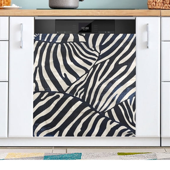 Zebra Pattern Dishwasher Magnetic Refrigerator Magnet Cover Kitchen Art Panel Decal Sticker Home Decorative 23"x26"