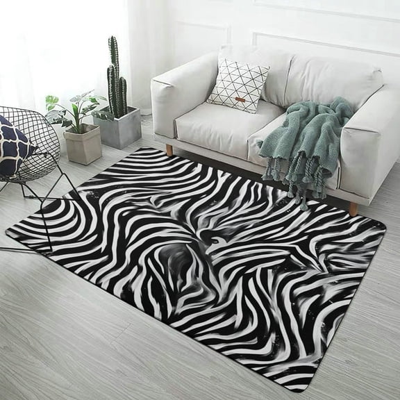 Zebra Pattern Fashion Style Home Decor Living Room Carpet Non-slip Soft Comfy Floor Rug Kitchen Bedroom Entrance Doormat Mats