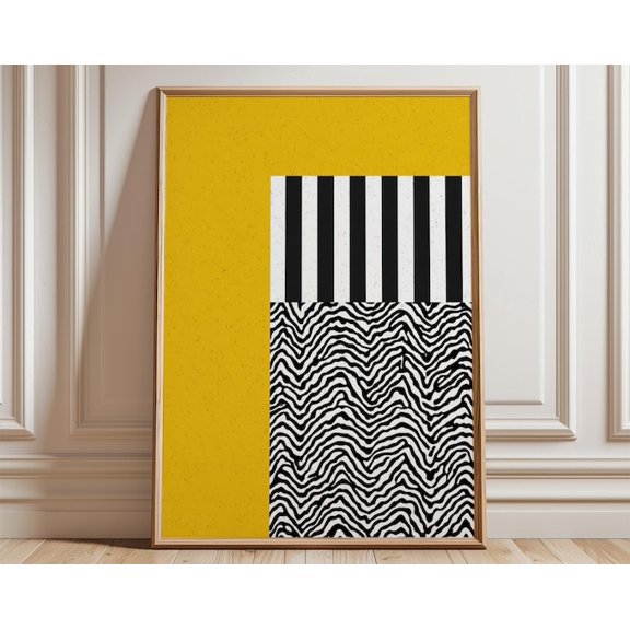 Zebra Pattern Geometric Wall Art Print, Unframed Paper Poster 24x36in