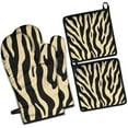 thumbnail image 1 of Zebra Pattern Kitchen Oven Mitt and Pot Holder Sets 4 Pcs for Baking, Cooking and Grilling, Heat Resistant Up To 392 °F, 1 of 7