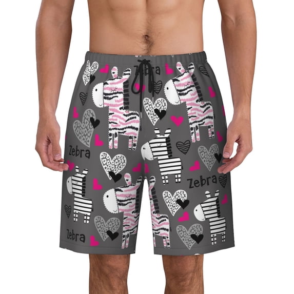 Zebra Pattern Men'S Beach Pants Quick Dry Short Swim Trunks With With Pockets And Mesh Lining Swimwear Beach Bathing Shorts 3x-Large