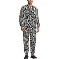 thumbnail image 1 of Zebra Pattern Men's Pajama Set Sleepwear Pjs Lightweight Long Sleeve Crewneck Shirts and Bottoms Soft Comfy Sleep Sets XL, 1 of 5