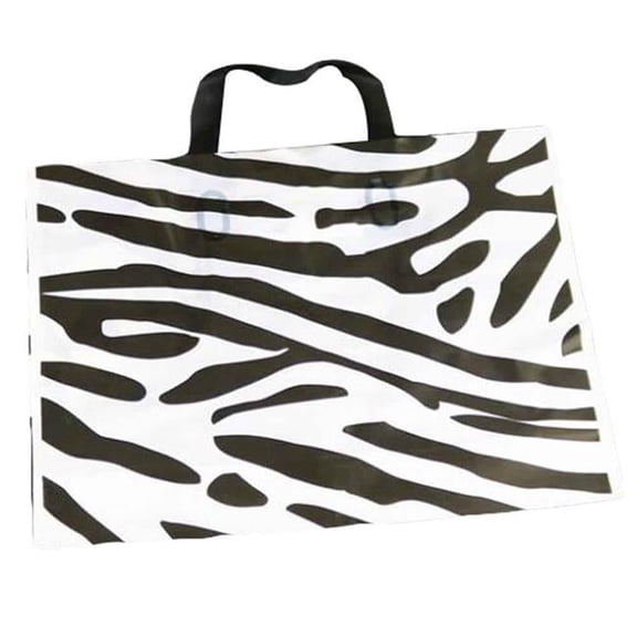 Zebra Pattern Plastic Boutique Retail Store Gift Shopping Bags - 50 Piece