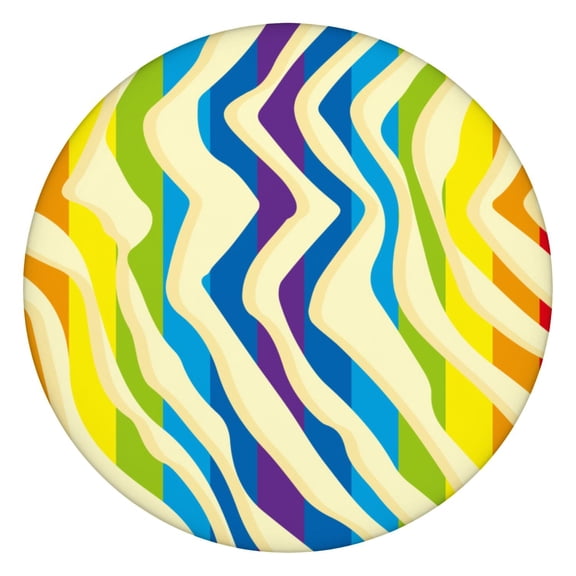Zebra Pattern Round Tablecloth - Elastic Edge Waterproof & Spill-Proof Dining Table Cover for Families, Restaurants - Abstract Colorful Zebra Aesthetic, Durable & Easy to Clean