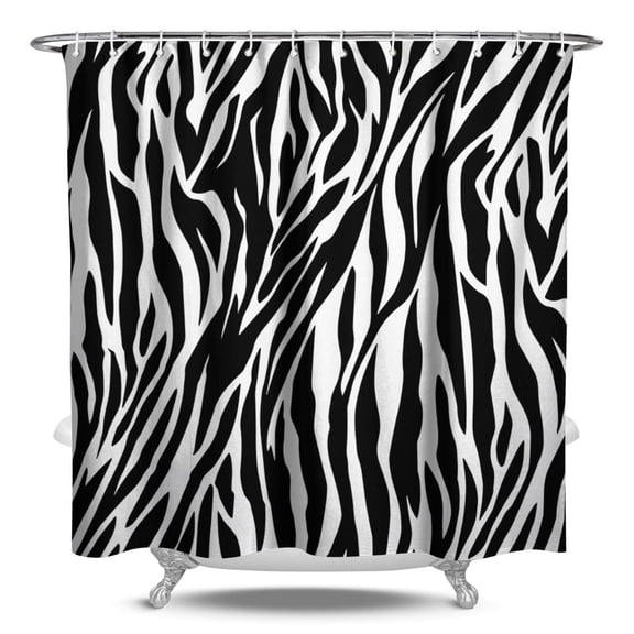 Zebra Pattern Waterproof Shower Curtain Fabric Bathroom Shower Curtain with Modern Abstract Zebra Stripes Colorful Rainbow Zebra Print Black and White Gradient Cute Cartoon Design Machine Washable wit