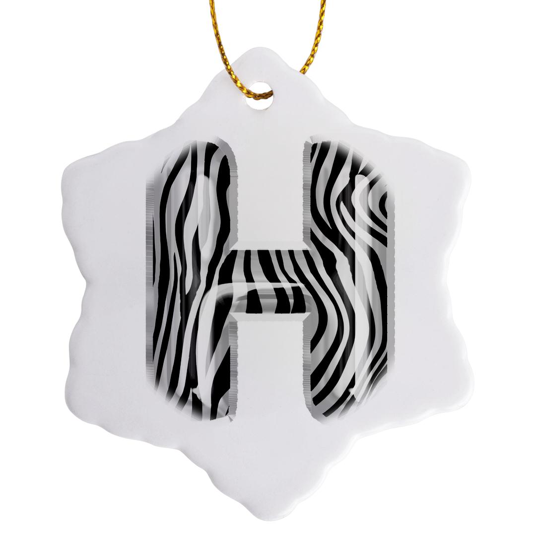 Zebra Snowflake 3drose, Zebra Patterned Image of Balloon Monogram H, 3 inch Snowflake ...