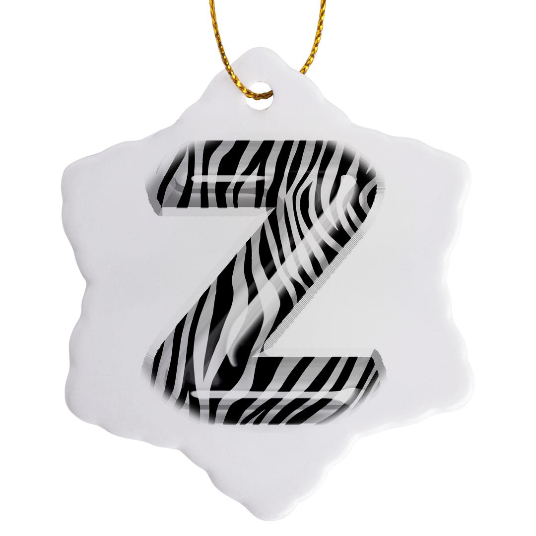 Zebra Snowflake 3drose, Zebra Patterned Image of Balloon Monogram Z, 3 inch Snowflake ...