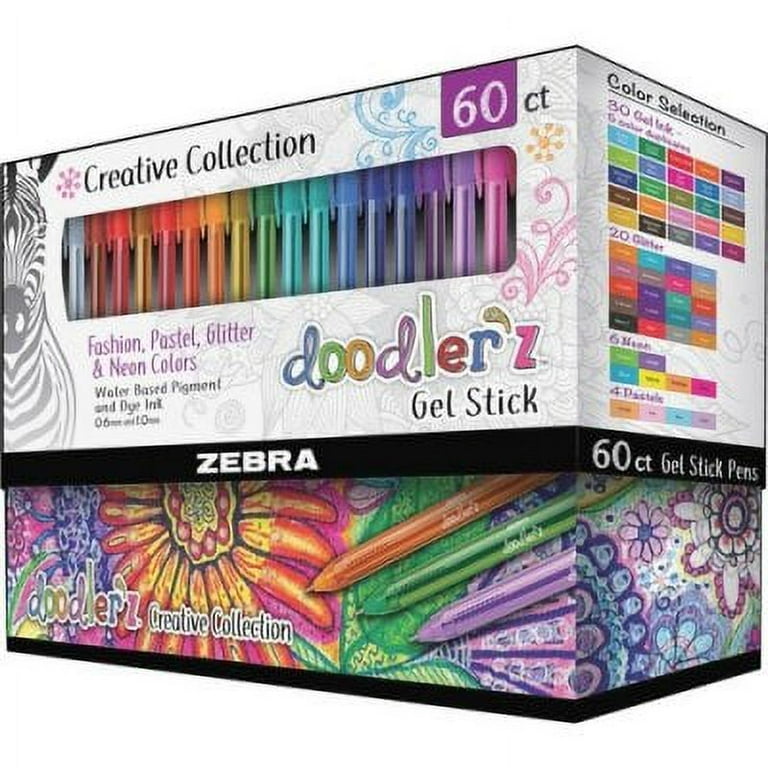 Zebra Doodler'z Gel Stick Pen, 1.0mm Assorted Colors, Glitter