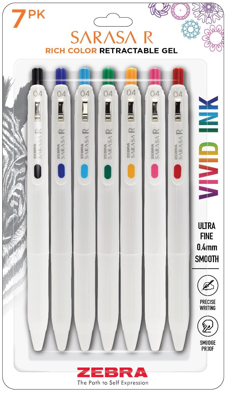 Zebra Pen 47807 SARASA R Gel Pens, Assorted Ink Colors, 0.4mm Fine Point, Vivid Ink to Create Deep, Saturated Color and 