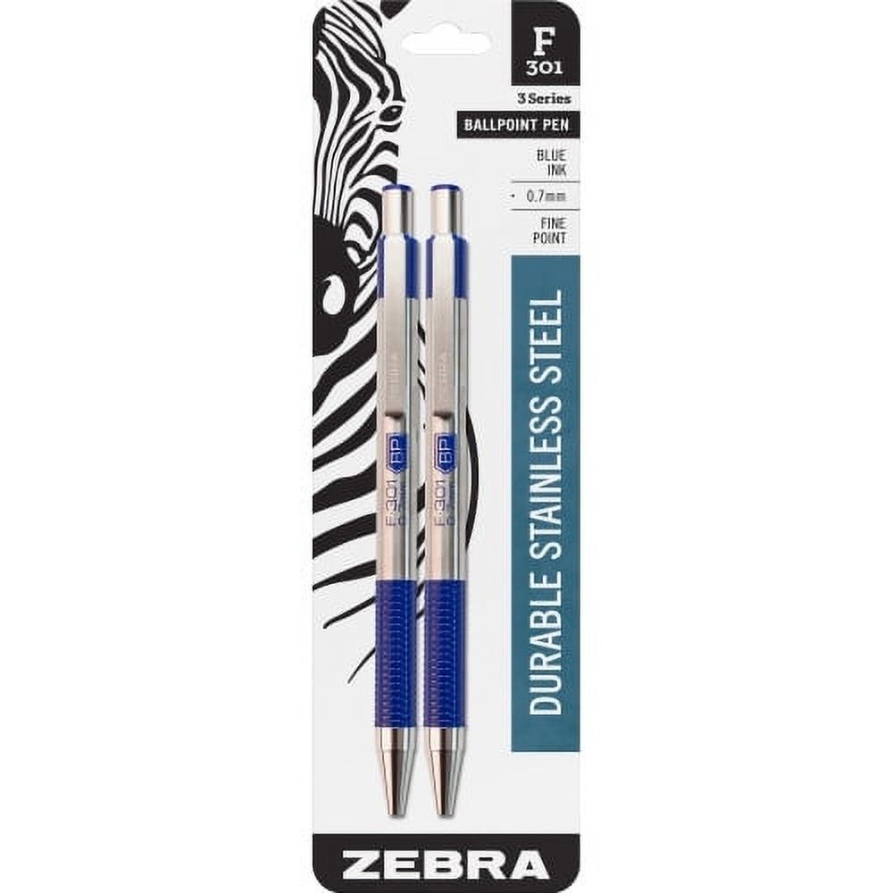 Zebra Pen BCA F301 Stainless Steel Ballpoint Pens Fine Pen Point Refillable Retractable