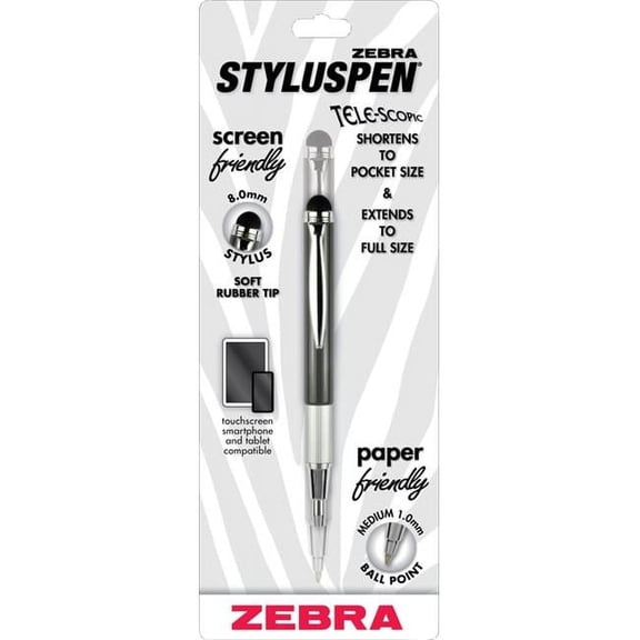 Zebra Pen Corp 33601 1.0 mm. Telescopic Stylus Pen, Gray - Slate Gray