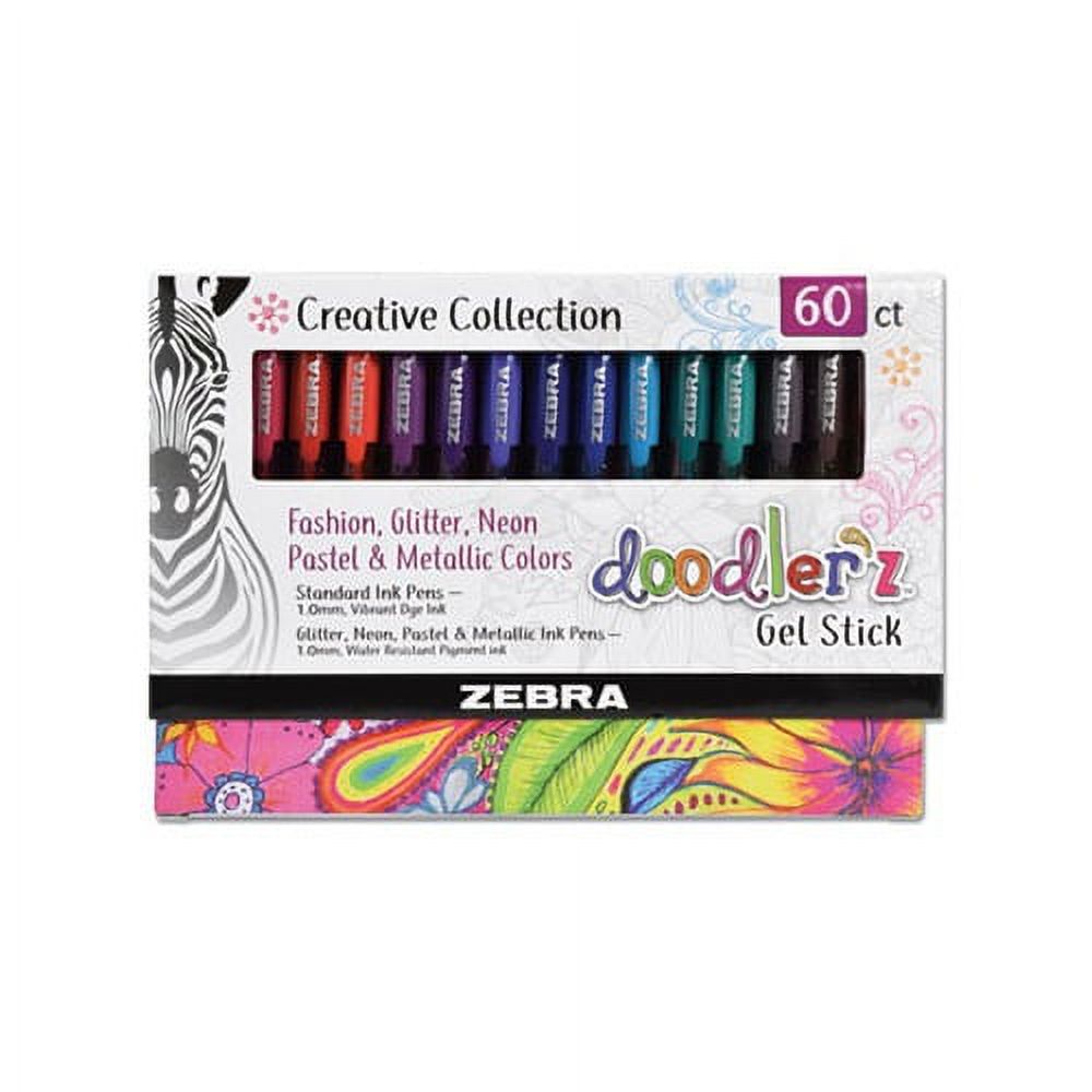 Zebra Pen Doodlerz Gel Stick Pens, Bold Point 1.0mm, Assorted Colors, 60-Count - image 1 of 8