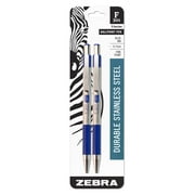 Zebra Pen F-301 Ballpoint Stainless Steel Retractable Pen, 0.7 mm, Blue, 2-Count