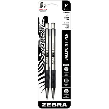 Zebra F-301 Ballpoint Stainless Steel Retractable Pen, Fine Point, 0 ...