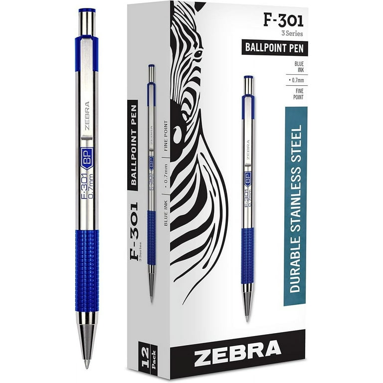 F-301 Ballpoint Pen, Retractable, Fine 0.7 mm, Blue Ink, Stainless Steel/Blue Barrel F-301 Ballpoint Pen, Retractable, Fine 0.7 mm, Blue Ink, Stainless Steel/Blue Barrel