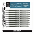 thumbnail image 1 of Zebra Pen F-301A Retractable Ballpoint Pen, Premium Charcoal Metal Barrel, Fine Point, 0.7mm, Black Ink, 9-Pack,27603, 1 of 3