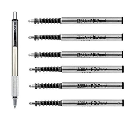 Zebra Pen F-701 Ballpoint Pen Refills, 6 Count, Black, 6 Pack