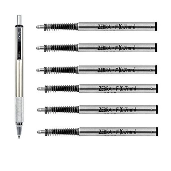 Zebra Pen F-701 Ballpoint Pen Refills, 6 Count, Black, 6 Pack