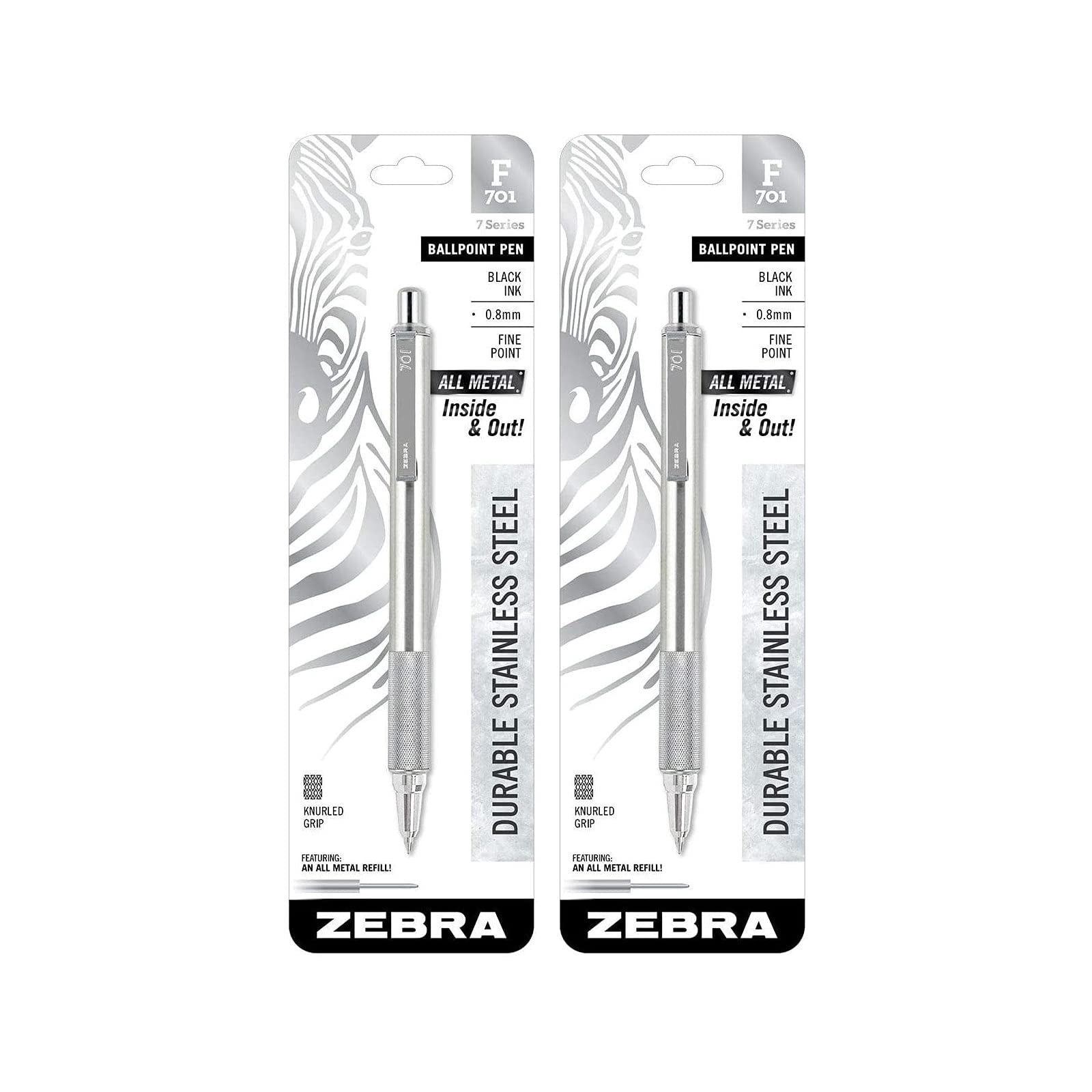 Zebra Pen F-701 Fine Point Ballpoint Retractable Pen, Black (Pack of 2 ...