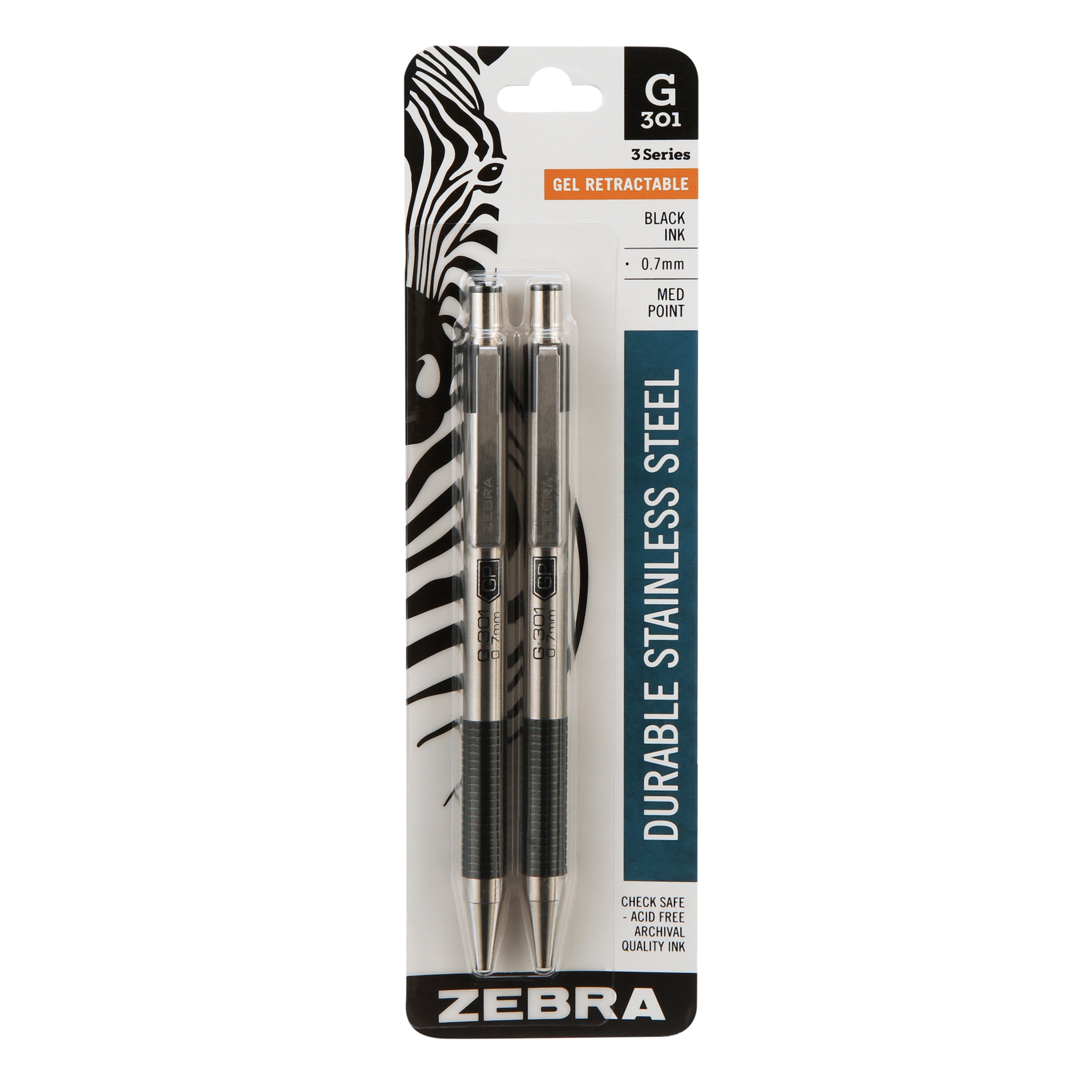 Zebra ZGrip Retractable Ballpoint Pen, 1.0mm, Medium Tip, Black Ink