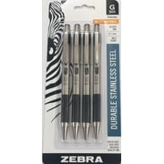 Zebra Pen G-301 stainless steel retractable gel pen, 0.7mm, black Ink, 4-Pack