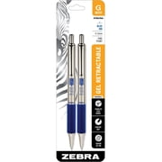 Zebra Pen STEEL G-402 Retractable Gel Pen Blue Ink 0.5mm Fine Point 2 Pack