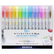 Zebra Pen Mildliner Brush Double-ended Creative Markers - Medium Pen Point - Fine Marker Point - Brush Pen Point Style - Bullet Marker Point Style - Assorted Pigment-based Ink | Bundle of 10 Packs