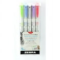 thumbnail image 1 of Zebra Pen Mildliner Brush Pen & Marker Set - Fine Marker Point - Brush Marker Point Style - Green Pigment-based, Dark Blue, Gray, Violet, Red Ink - 5 / Pack, 1 of 1
