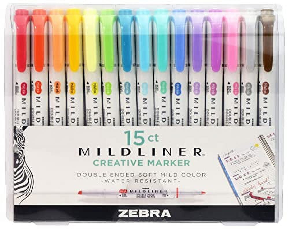 Zebra Mildliner Twin Tip Highlighters, Assorted Colors, 25/Pack