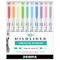 thumbnail image 1 of Zebra Pen Mildliner Double Ended Highlighter Set, Broad and Fine Point Tips, Assorted Fluorescent and Cool Ink Colors, 10-Pack, 1 of 3
