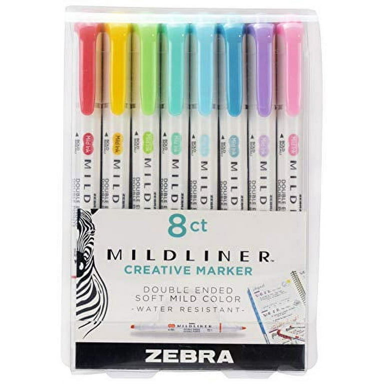 Zebra Pen Mildliner Double Ended Highlighter Set, Broad and Fine Point  Tips, Assorted Ink Planner Colors, 8-Pack (78108)