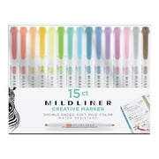 Zebra Pen Mildliner Double-Ended Highlighters, Assorted Colors, Creative Marker, 15-Pack