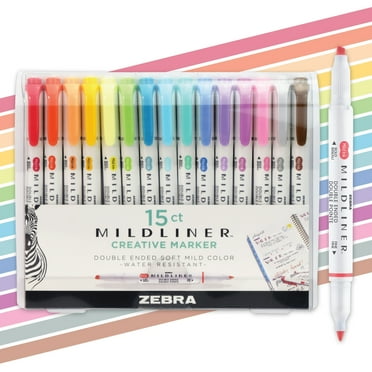 Zebra Pen Mildliner Double-Ended Creative Highlighter Set - Assorted Colors 15-Pack