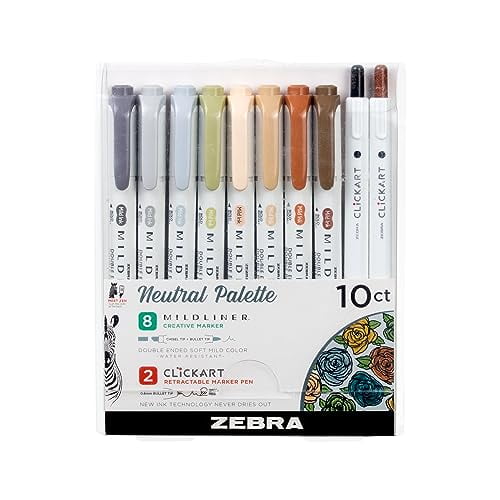 Zebra Pen Neutral Palette Set, Includes 8 Mildliner Highlighters