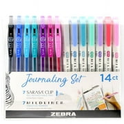 Zebra Pen Sarasa Clip Gel Pens/Mildliner Markers Set - 1 mm Pen Point Size - Bullet, Chisel Marker Point Style - Multi Gel-based Ink - 14 / Pack | Bundle of 2 Packs