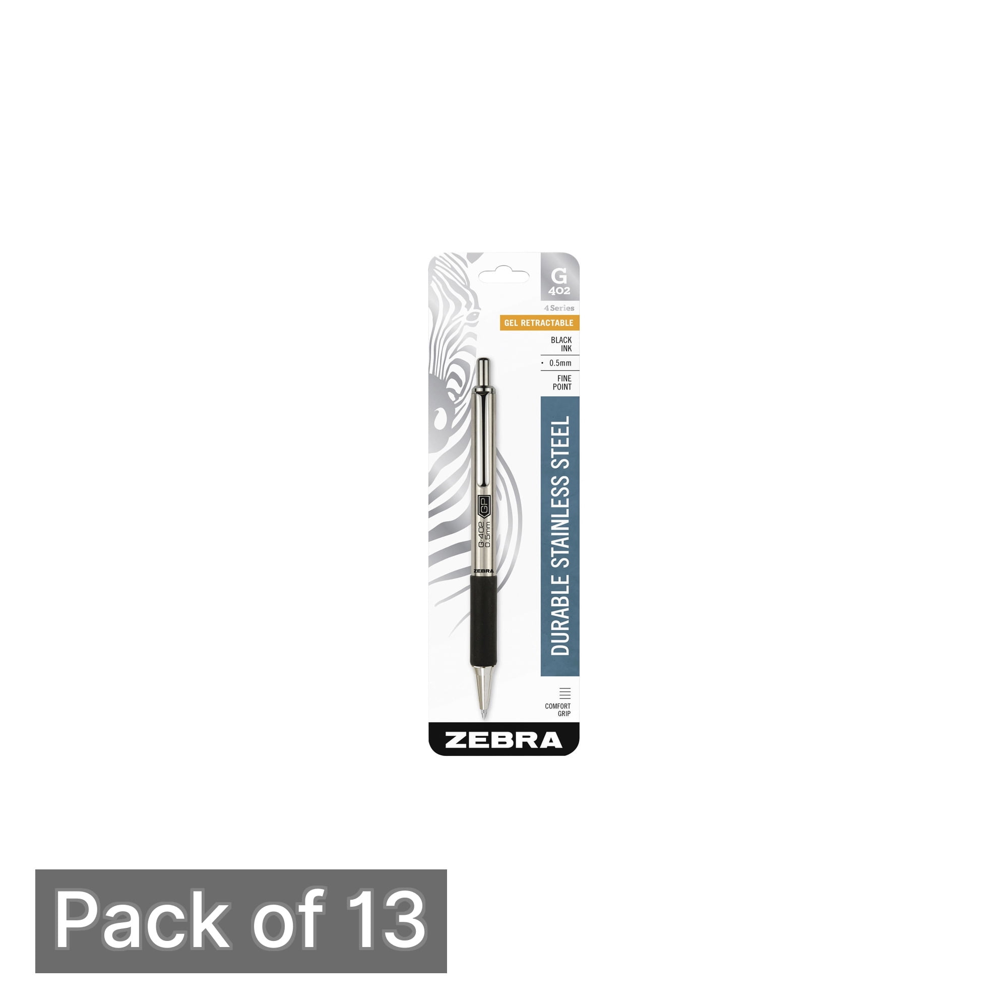 Zebra Pen STEEL G-402 Retractable Gel Pen, Black Ink view 3