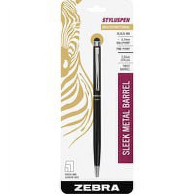 Zebra Pen Twist Ballpoint StylusPen - Integrated Writing Pen - 1 Pack - 0.24\" - Metal - Black - Tablet Device Supported