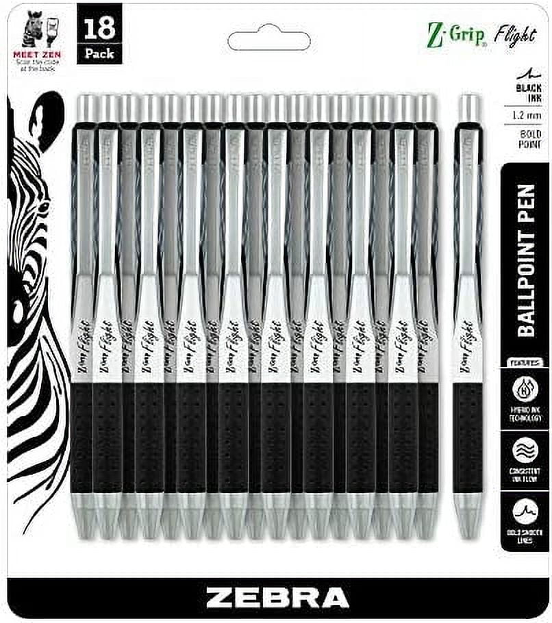 Zebra Pen ZGrip Flight Retractable Ballpoint Pen, Bold Point, 1.2mm