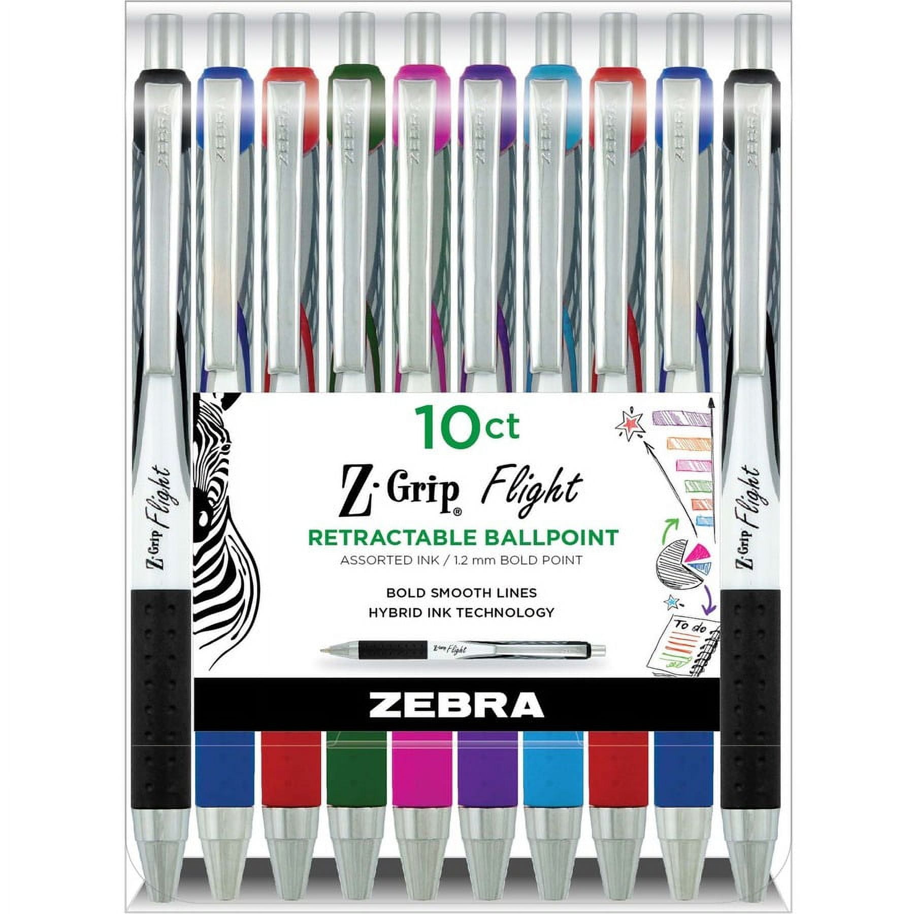 Zebra Pen Z-Grip Flight Retractable Pens - Bold Pen Point - 1.2 mm Pen Point Size - Retractable - Red - 1 Dozen Zebra Pen Z-Grip Flight Retractable Pens - Bold Pen Point - 1.2 mm Pen Point Size - Retractable - Red - 1 Dozen