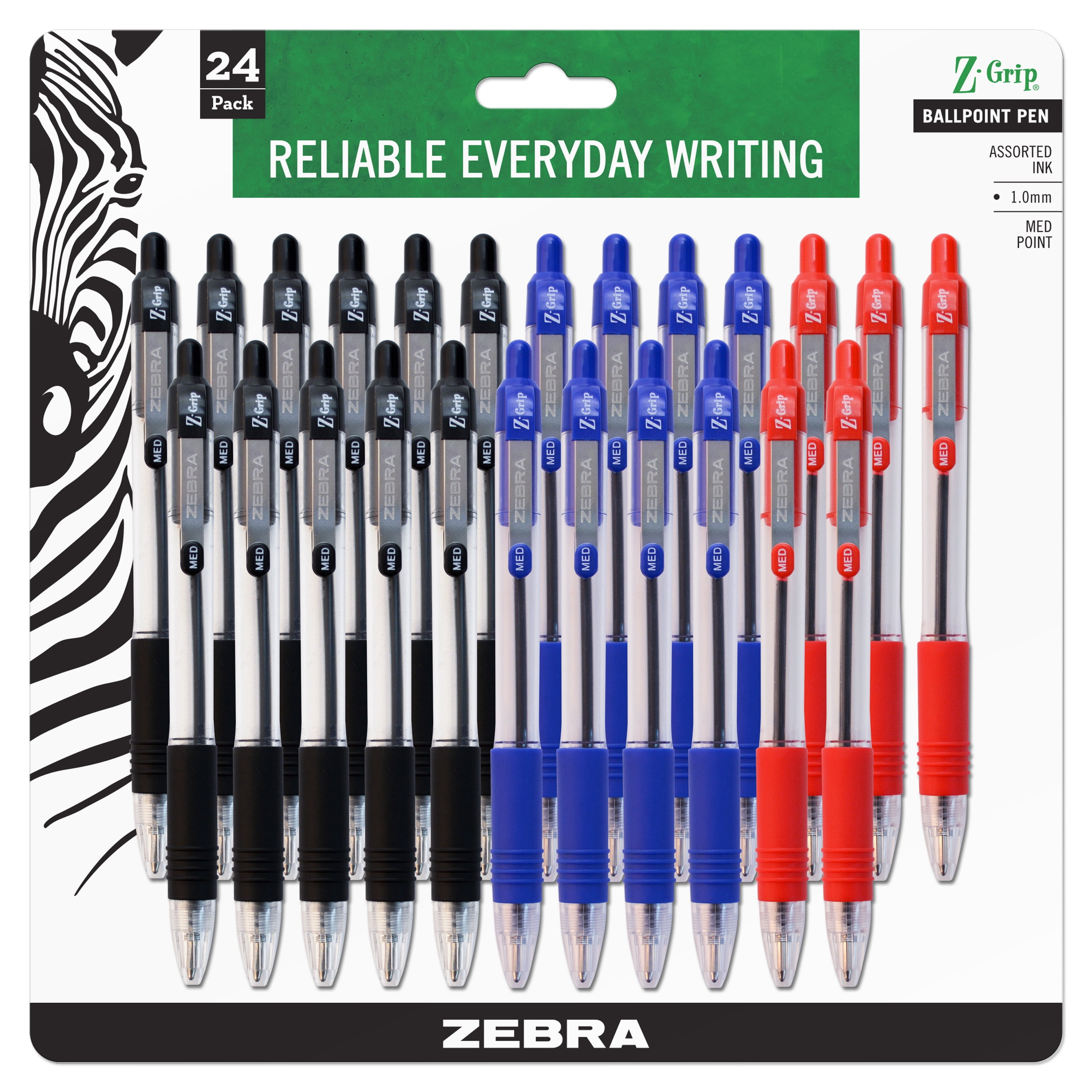 Zebra Z-Grip Retractable Ballpoint Pens - Medium Pen Point ZEB12225, ZEB  12225 - Office Supply Hut