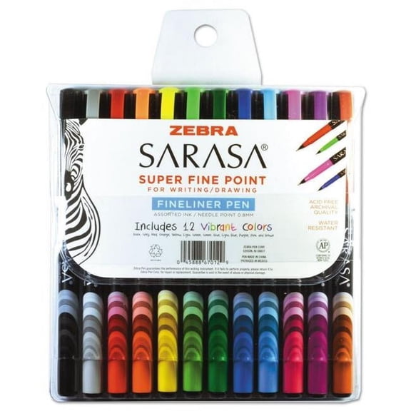 Zebra Pen Zebra Sarasa Fineline Pen Assorted, Pack of 12