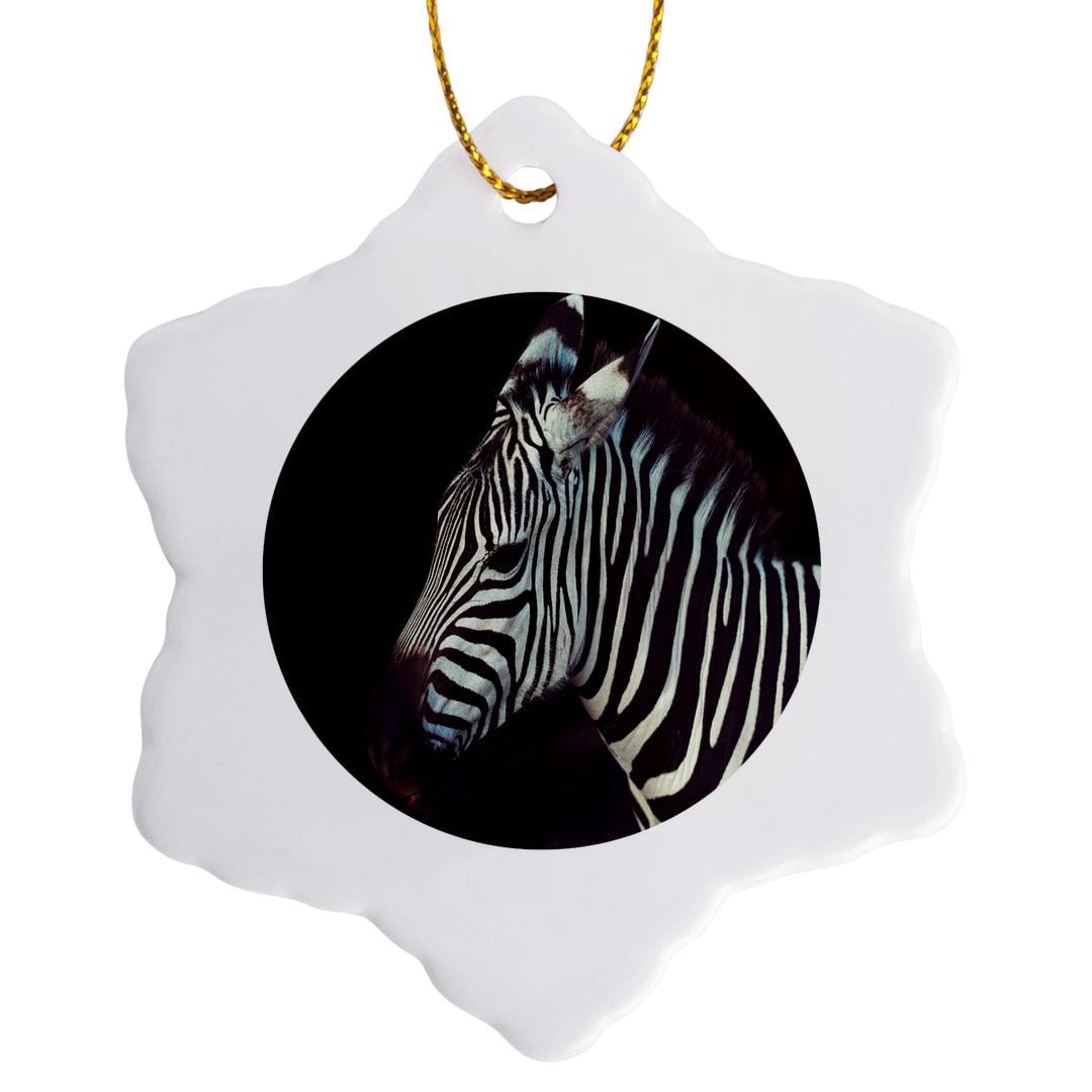 Zebra Snowflake 3drose, Zebra Photograph Set in a Circle, 3 inch Snowflake Porcelain ...
