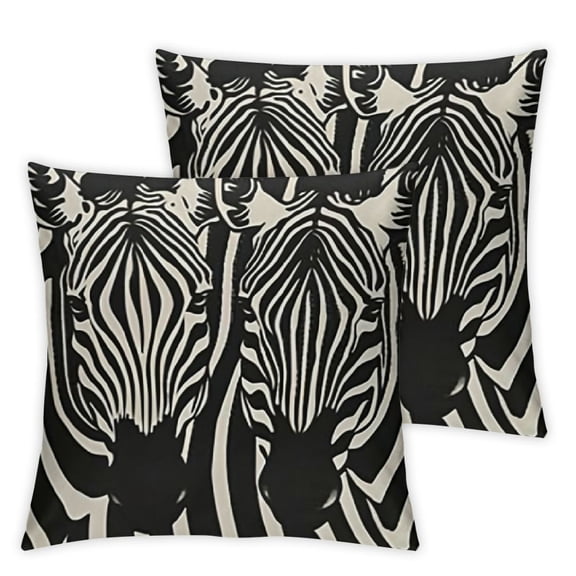 Zebra Pillow Safari Couple of Zebras Eyes Face Heads Pattern Wild Animals Cushion Cover Square Pillow Cases for Men Women Boys Girls Sofa Bedroom Livingroom "