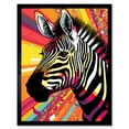thumbnail image 1 of Zebra Portrait Vibrant Colourful Stripes Bright Bold Psychedelic Rainbow Art Print Framed Poster Wall Decor 12x16 inch, 1 of 5