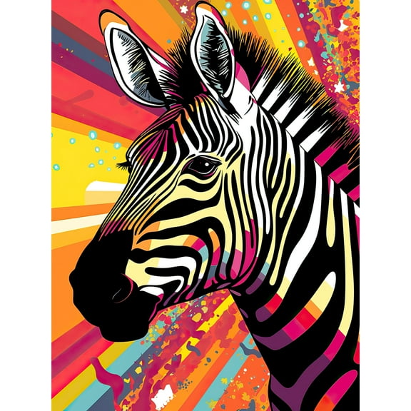 Zebra Portrait Vibrant Colourful Stripes Bright Bold Psychedelic Rainbow Extra Large XL Wall Art Poster Print