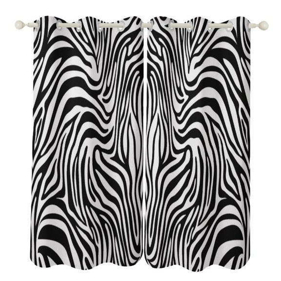 Zebra Print 2 Panels Blackout Curtains for Bedroom Living Room Drapes Kitchen Room Window Curtain Grommet